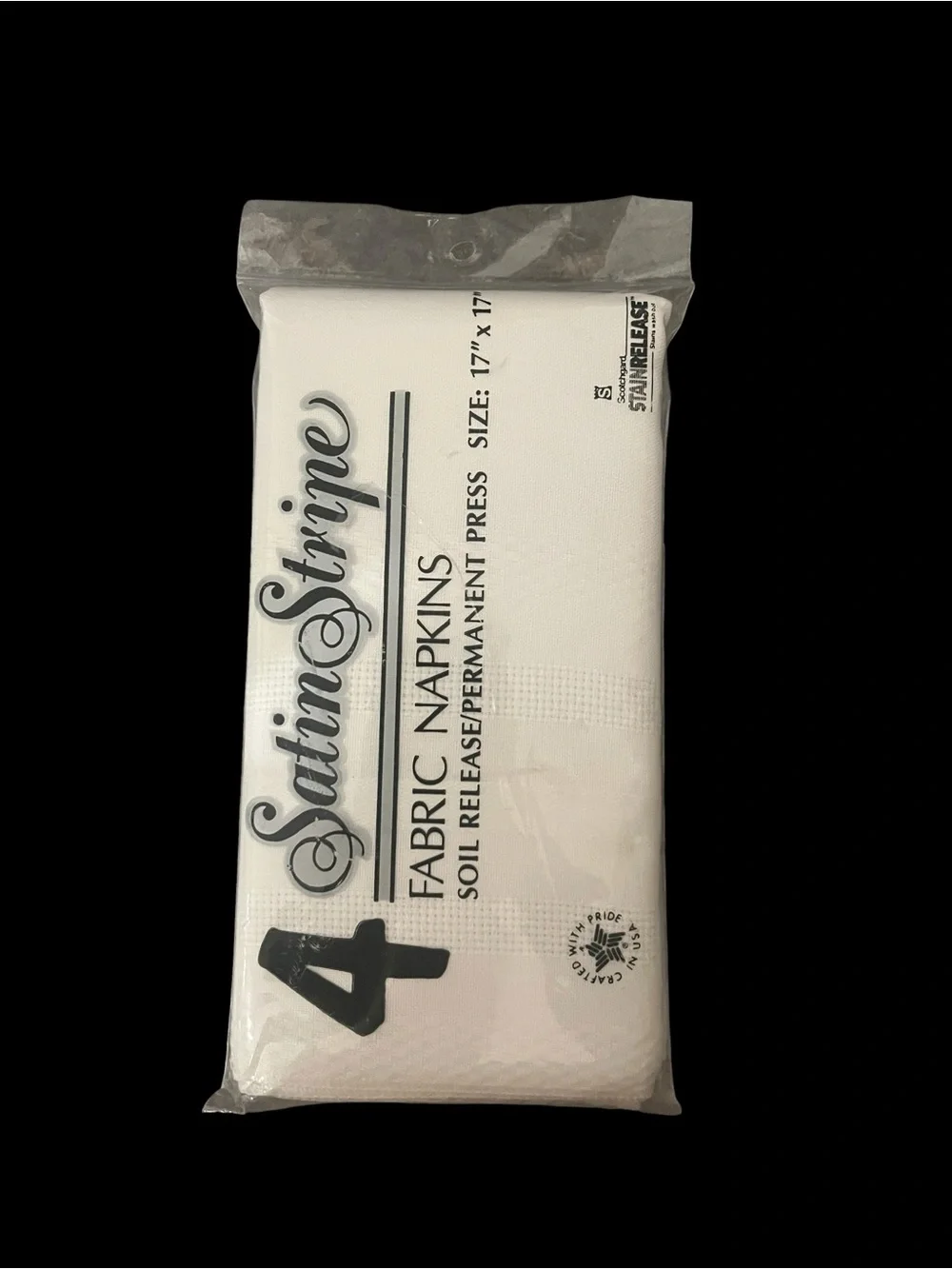Maytex Mills Satin Stripe Fabric Napkins White 17
